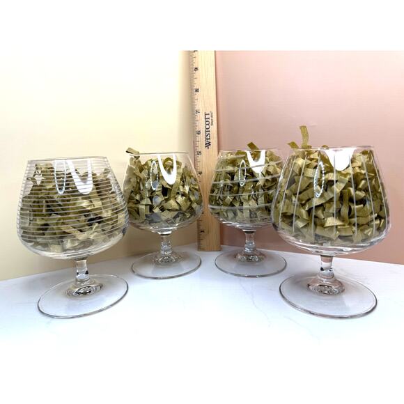 Mikasa CHEERS Collection Footed BRANDY Glasses Bubbles Swirls Lines - Picture 5 of 5